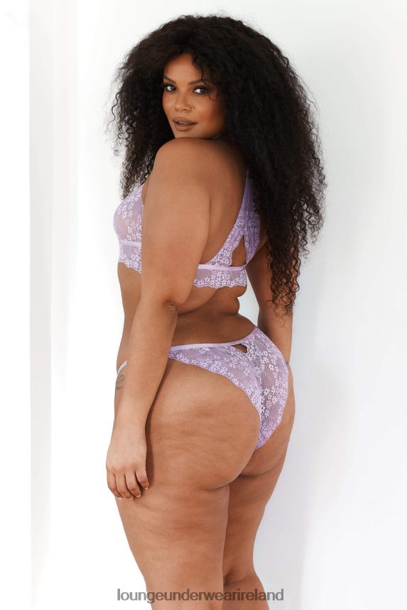 Lounge Underwear Women Lace Triangle Bra & Thong/Briefs Set F2H42Z207 Lilac