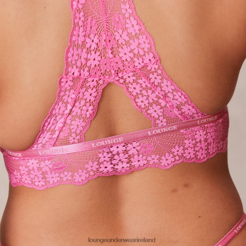 Lounge Underwear Women Lace Triangle Bra & Thong/Briefs Set F2H42Z212 Hot pink