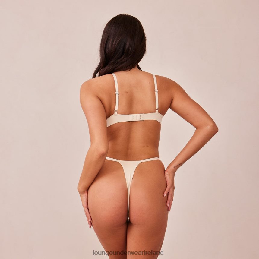 Lounge Underwear Women Light Non-wire Plunge T-shirt Bra & Thong/Briefs Set F2H42Z228 Latte