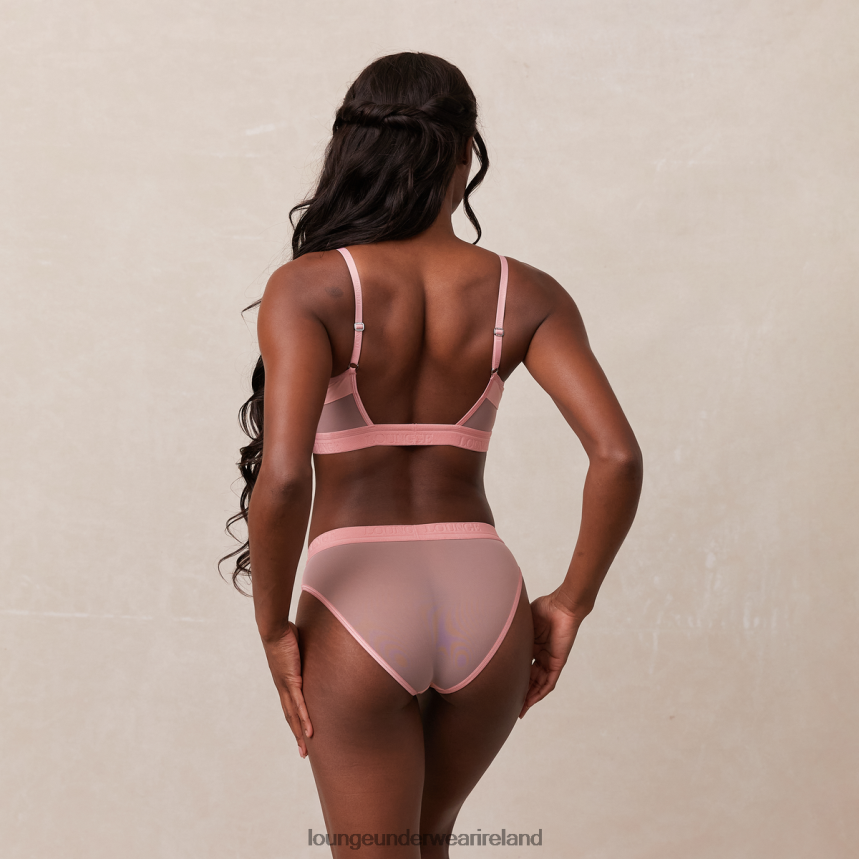 Lounge Underwear Women Mesh Bra & Thong/Briefs Set F2H42Z184 Pink