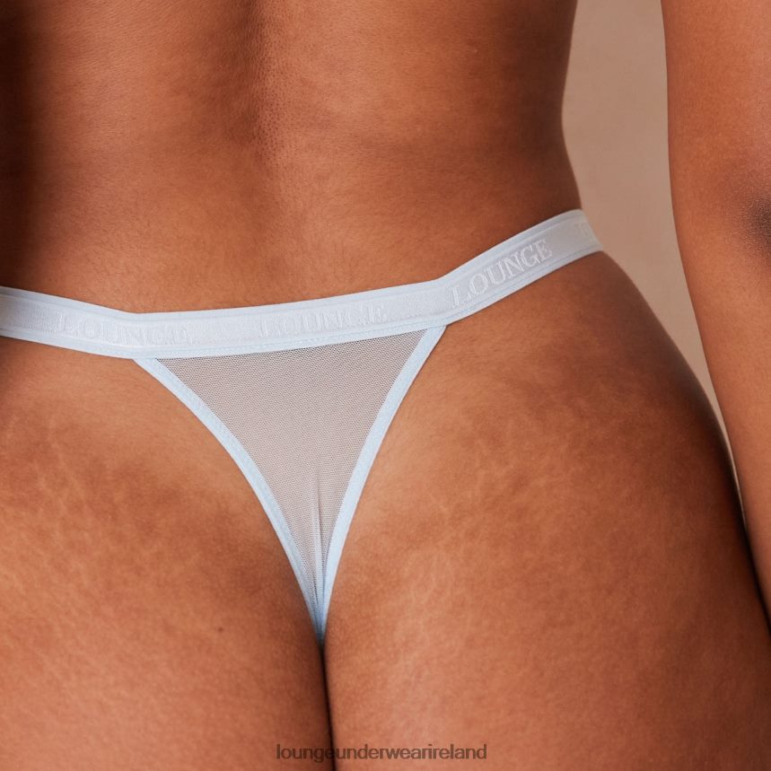 Lounge Underwear Women Ribbed Floral Triangle Bra & Thong/Briefs Set F2H42Z224 Blue